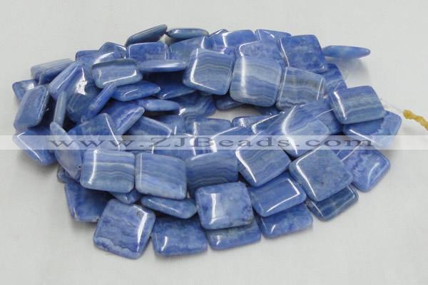 CAG563 16 inches 30*30mm square blue agate gemstone beads wholesale