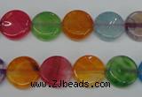 CAG5634 15 inches 12mm flat round dragon veins agate beads