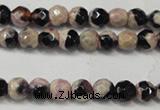 CAG5651 15 inches 4mm faceted round fire crackle agate beads