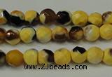 CAG5653 15 inches 4mm faceted round fire crackle agate beads