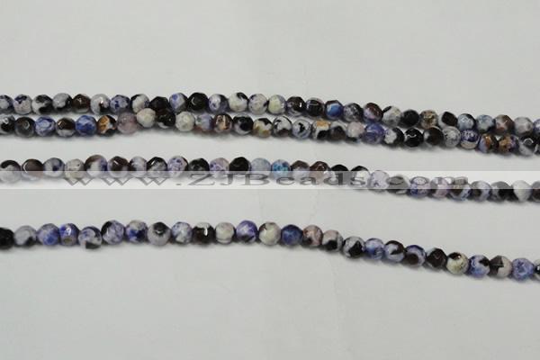 CAG5654 15 inches 4mm faceted round fire crackle agate beads