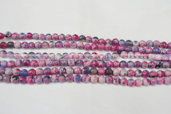 CAG5674 15 inches 6mm faceted round fire crackle agate beads