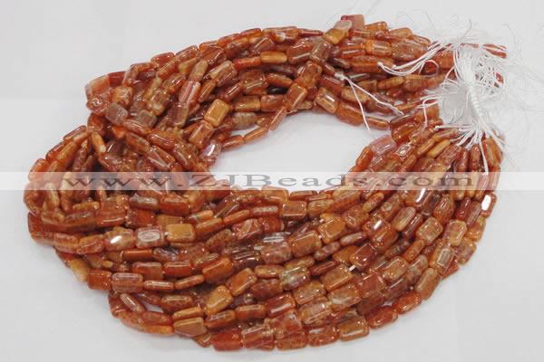 CAG568 15.5 inches 8*10mm rectangle natural fire agate beads