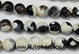 CAG5680 15 inches 8mm faceted round fire crackle agate beads