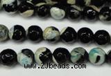 CAG5684 15 inches 8mm faceted round fire crackle agate beads