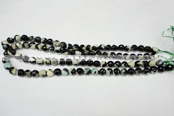 CAG5684 15 inches 8mm faceted round fire crackle agate beads