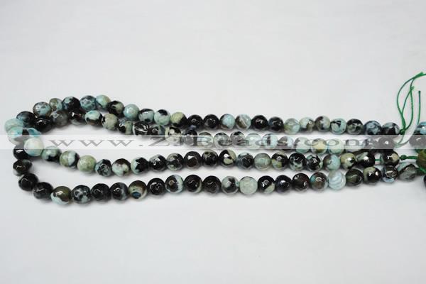 CAG5685 15 inches 8mm faceted round fire crackle agate beads