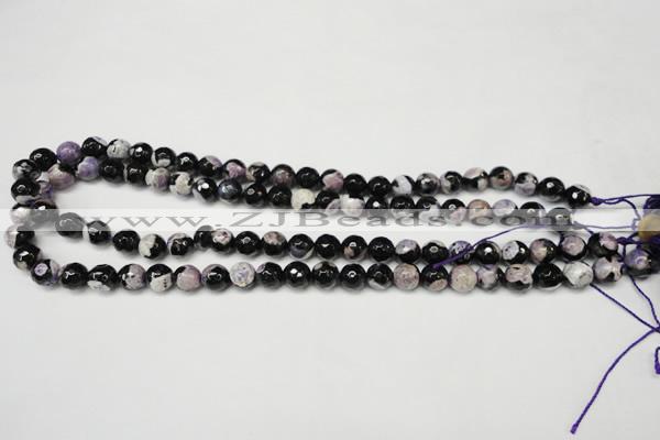 CAG5686 15 inches 8mm faceted round fire crackle agate beads