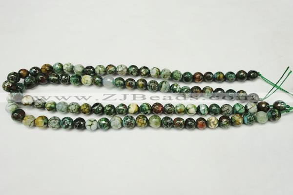 CAG5696 15 inches 8mm faceted round fire crackle agate beads