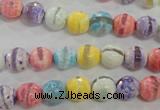 CAG5706 15 inches 8mm faceted round tibetan agate beads wholesale