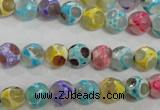 CAG5707 15 inches 8mm faceted round tibetan agate beads wholesale