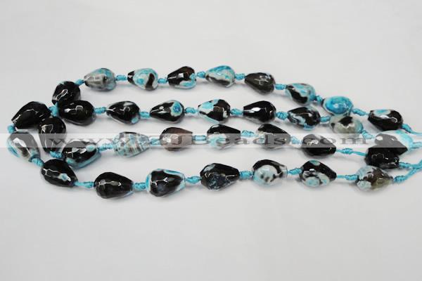 CAG5723 15 inches 12*16mm faceted teardrop fire crackle agate beads