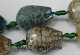 CAG5731 15 inches 15*20mm faceted teardrop fire crackle agate beads