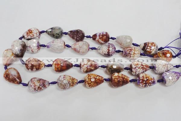 CAG5732 15 inches 15*20mm faceted teardrop fire crackle agate beads