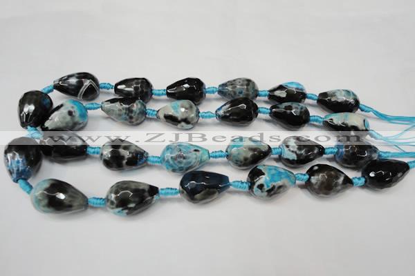 CAG5745 15 inches 15*20mm faceted teardrop fire crackle agate beads