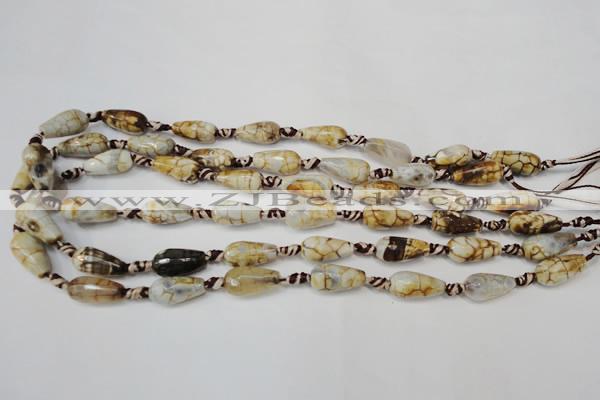 CAG5755 15 inches 8*16mm faceted teardrop fire crackle agate beads