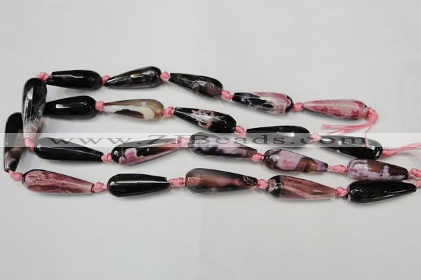 CAG5761 15 inches 10*30mm faceted teardrop fire crackle agate beads