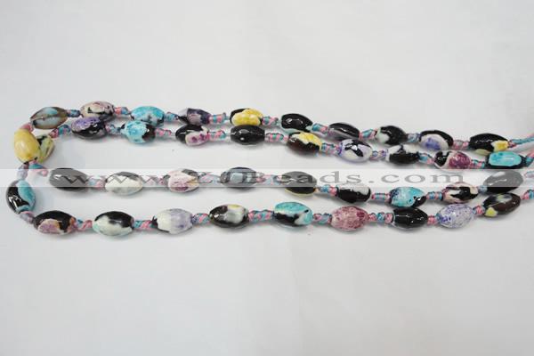 CAG5772 15 inches 8*12mm faceted rice fire crackle agate beads