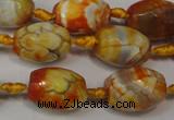 CAG5780 15 inches 12*16mm faceted rice fire crackle agate beads