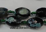 CAG5784 15 inches 12*16mm faceted rice fire crackle agate beads