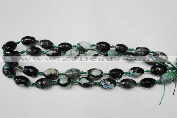 CAG5784 15 inches 12*16mm faceted rice fire crackle agate beads