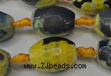 CAG5800 15 inches 15*20mm faceted rice fire crackle agate beads