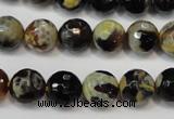 CAG5806 15 inches 10mm faceted round fire crackle agate beads