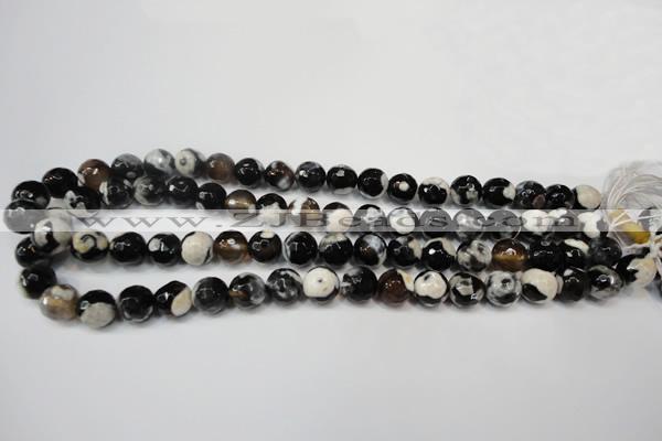 CAG5807 15 inches 10mm faceted round fire crackle agate beads