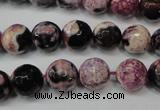 CAG5809 15 inches 10mm faceted round fire crackle agate beads