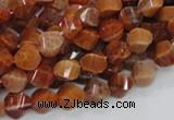 CAG581 15.5 inches 8*12mm faceted & twisted rice natural fire agate beads