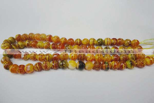 CAG5817 15 inches 10mm faceted round fire crackle agate beads