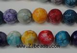 CAG5818 15 inches 10mm faceted round fire crackle agate beads