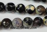 CAG5822 15 inches 12mm faceted round fire crackle agate beads