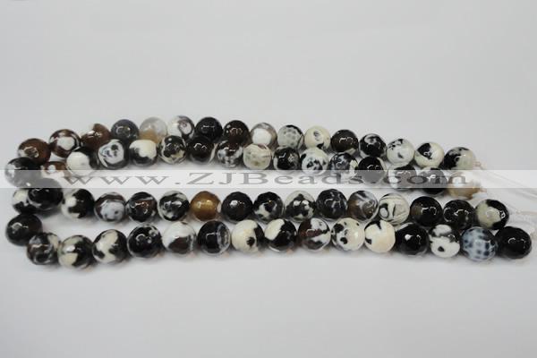 CAG5823 15 inches 12mm faceted round fire crackle agate beads