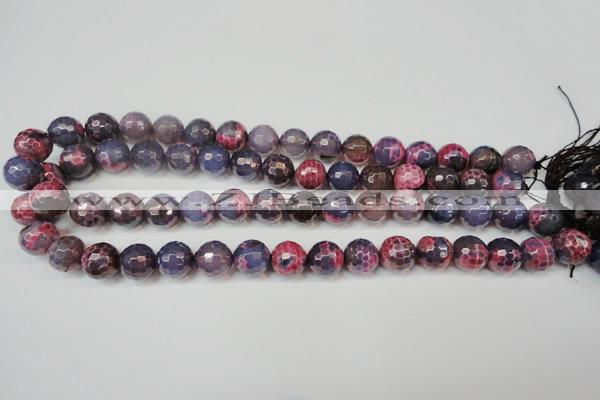 CAG5826 15 inches 12mm faceted round fire crackle agate beads