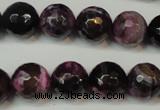 CAG5827 15 inches 12mm faceted round fire crackle agate beads