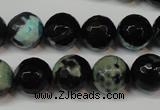 CAG5828 15 inches 12mm faceted round fire crackle agate beads