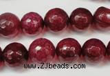 CAG5832 15 inches 12mm faceted round fire crackle agate beads