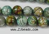 CAG5833 15 inches 12mm faceted round fire crackle agate beads