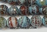 CAG5834 15 inches 12mm faceted round fire crackle agate beads