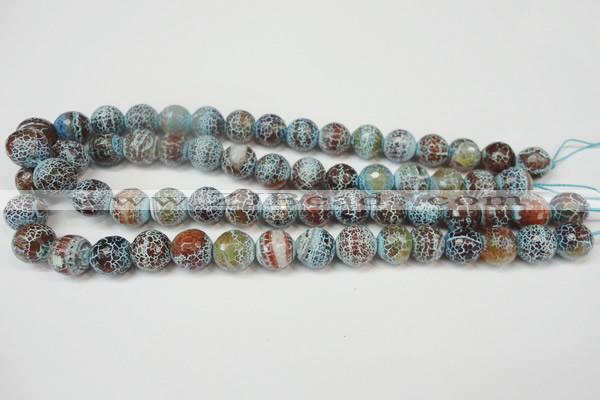CAG5834 15 inches 12mm faceted round fire crackle agate beads