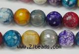 CAG5836 15 inches 12mm faceted round fire crackle agate beads
