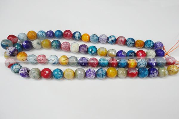 CAG5836 15 inches 12mm faceted round fire crackle agate beads