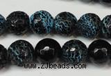 CAG5838 15 inches 12mm faceted round fire crackle agate beads