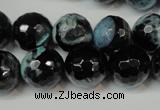 CAG5841 15 inches 14mm faceted round fire crackle agate beads