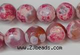 CAG5845 15 inches 14mm faceted round fire crackle agate beads