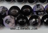 CAG5846 15 inches 14mm faceted round fire crackle agate beads