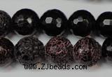 CAG5849 15 inches 14mm faceted round fire crackle agate beads