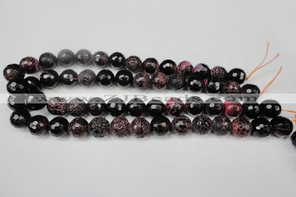 CAG5849 15 inches 14mm faceted round fire crackle agate beads