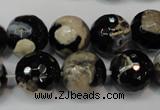 CAG5855 15 inches 16mm faceted round fire crackle agate beads